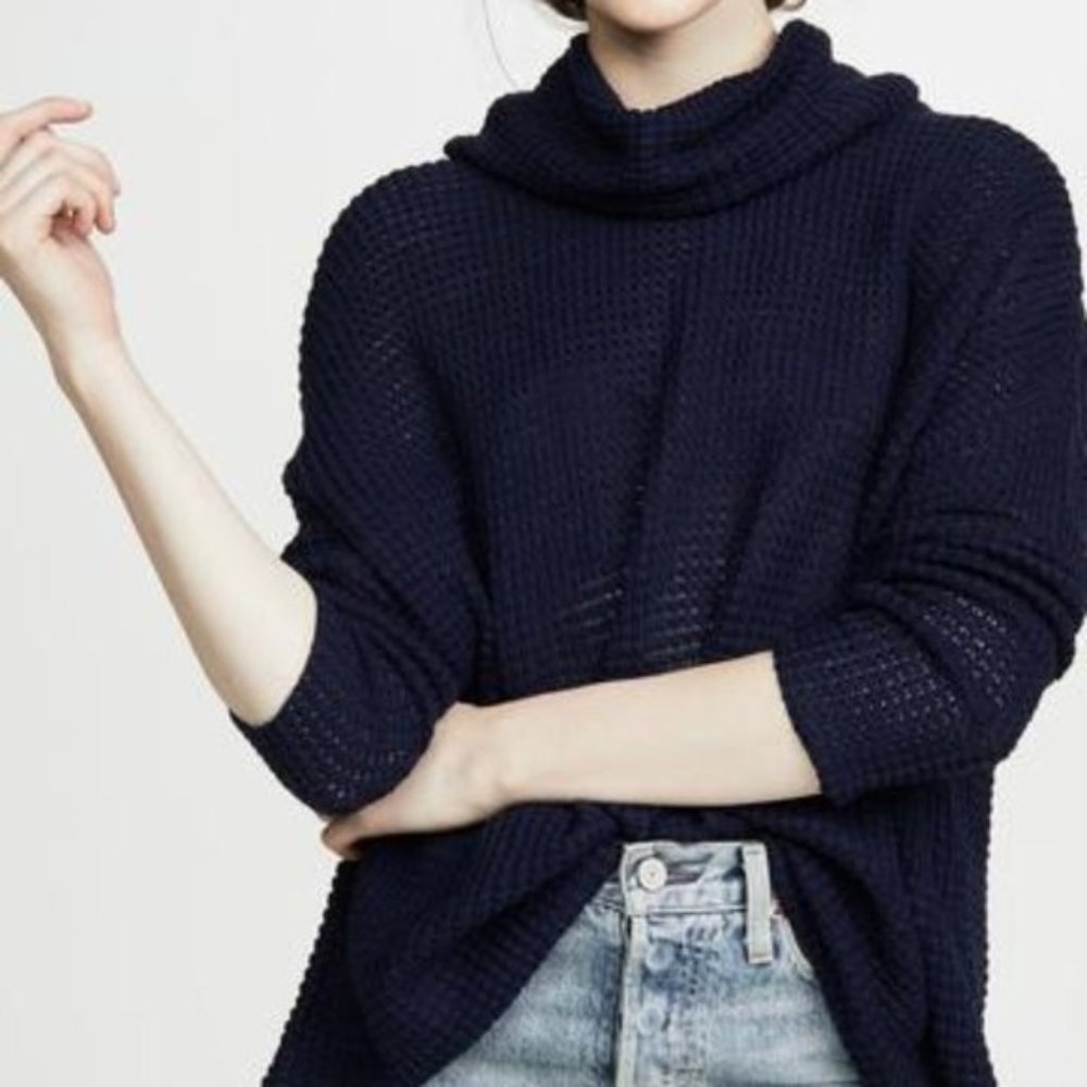 BB Dakota Cowl Neck Waffle Sweater